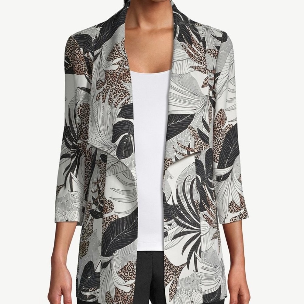 Chico's Tropical-Print Draped Jacket S